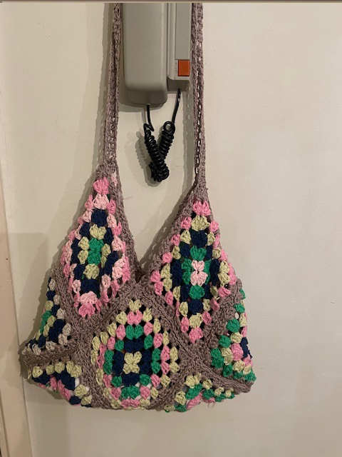 Handmade, crochet wool bag colored