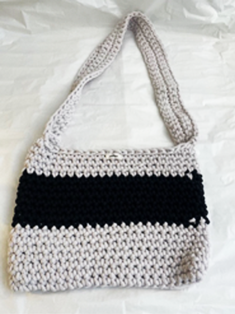 Handmade, black- grey bag, crochet